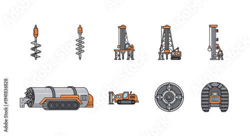 Foto Collection of Mining and Tunneling Equipment Illustrations.