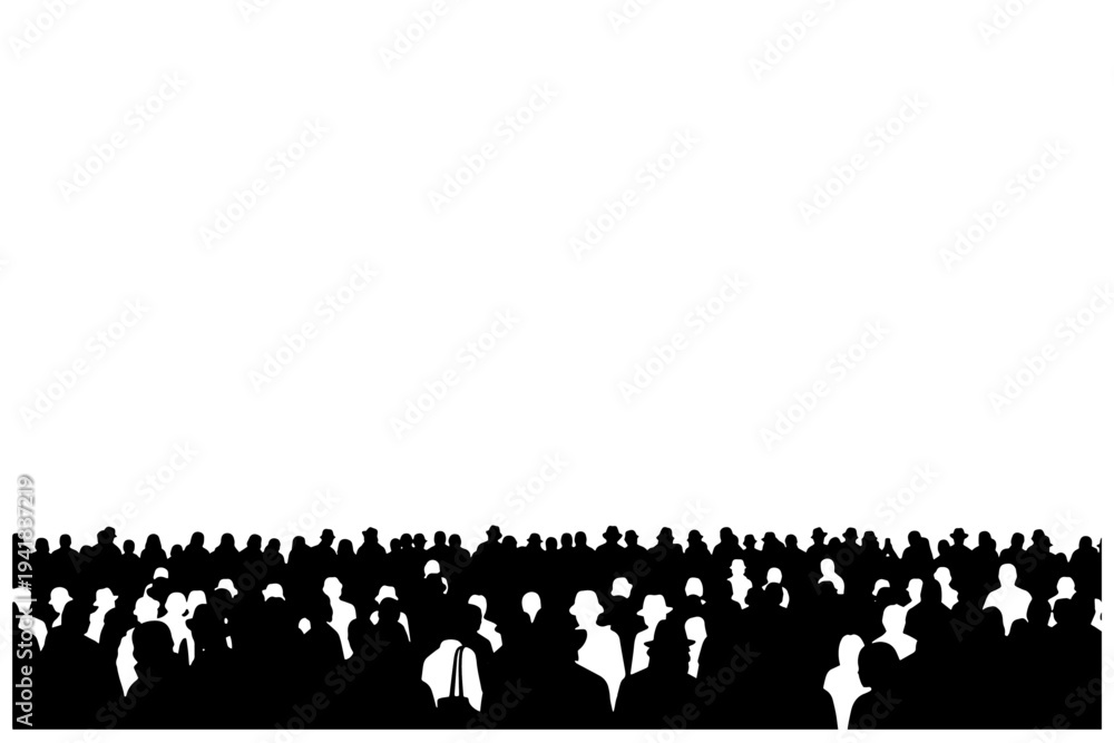 Naklejka premium Minimal Crowd Silhouette People Group Vector Set