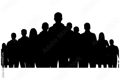 Crowd of People Silhouettes Minimal Vector Illustration