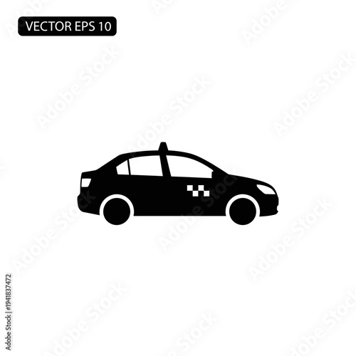Taxi Cab Silhouette Icon for Transportation Services.