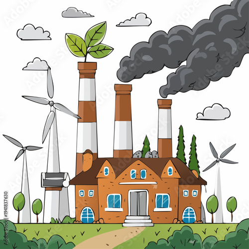 Industrial Plant with Pollution.