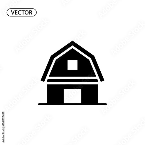 Barn Icon - Simple Farm Building Illustration.