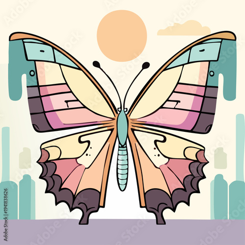 Colorful Butterfly with Pastel Wings.