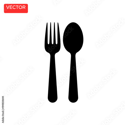 Fork and Spoon Silhouette - Dining Utensils for Culinary Designs.