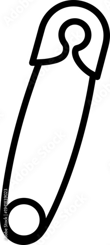Simple black outline safety pin icon. Fastener element concept. Baby clothing and craft supply symbol icon