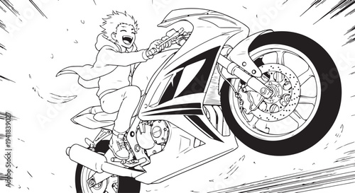 Vector illustration of a man riding a motorcycle