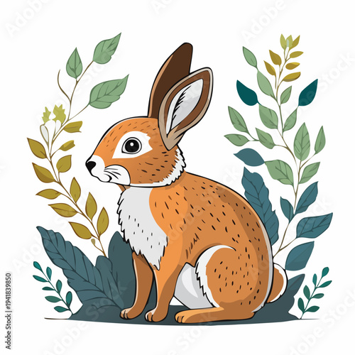 Illustration of a brown rabbit with long ears.