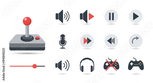 Collection of Retro Gaming and Audio Control Icons.