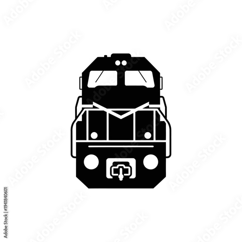 Locomotive Front View - Powerful Train Engine Illustration.