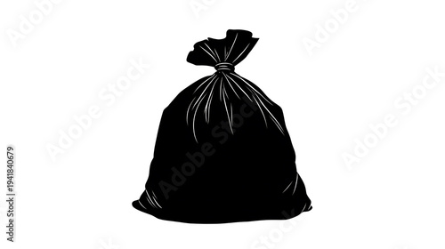 A close-up of a tightly sealed, black plastic trash bag. A visual representation of waste management.