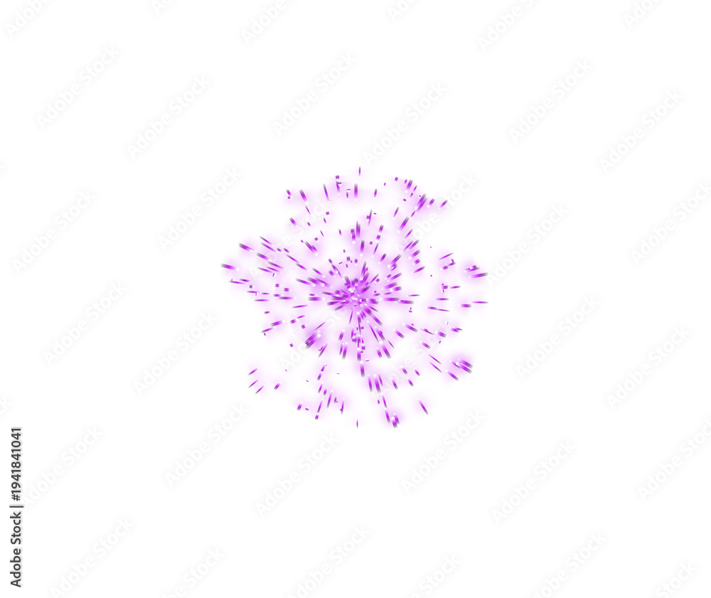 Fototapeta premium PNG image of Vibrant purple light explosion illustration with glowing particles and dynamic burst effect, ideal for energy, magic, or celebration designs isolated on Transparent Background
