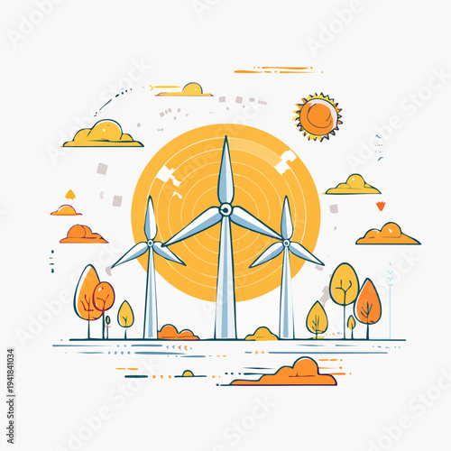 Wind Turbines Generating Clean Energy.