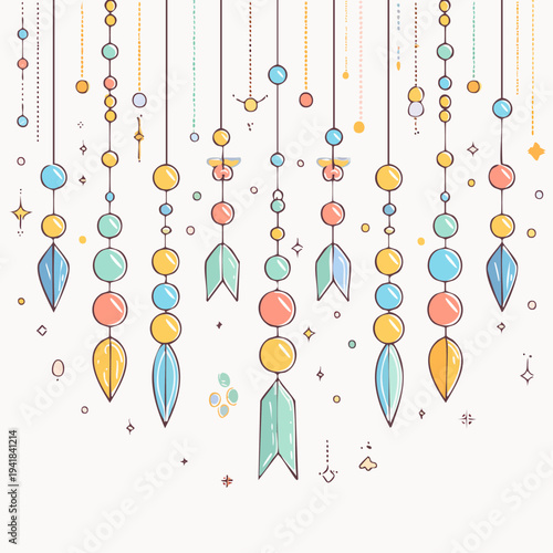 Colorful Wind Chimes Hanging.