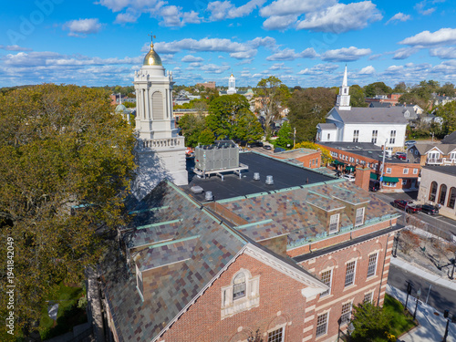 Newport County Courthouse aka Florence K. Murray Judicial Complex aerial view at Washington Square in downtown Newport, Rhode Island RI, USA.