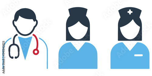 Healthcare Workers Group Solid Minimal Medical Vector