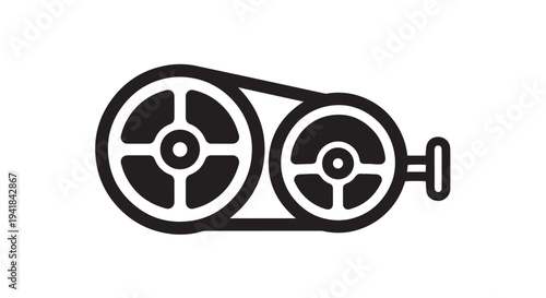 A Vintage Film Rewinder: Two circles connected by a belt with a small handle