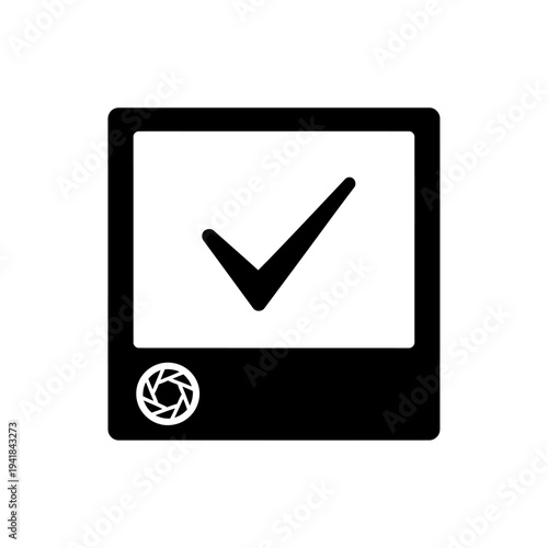 Checkmark on Photo Frame - Visual Confirmation Icon.
