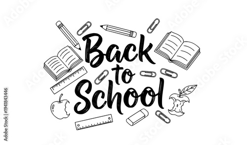 Hand Drawn Back to School Typography and Lettering Vector