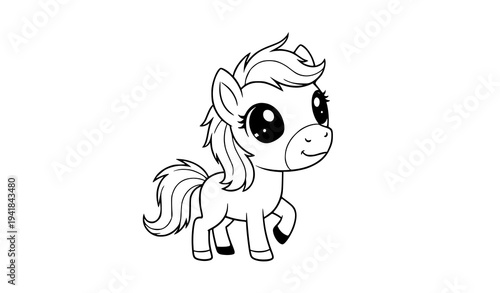 Sweet Baby Pony Horse Character Vector Illustration