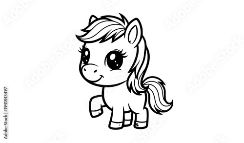 Cute Baby Horse Pony Cartoon Character Vector Illustration