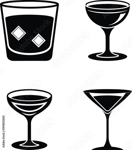 glass vector set art and illustration