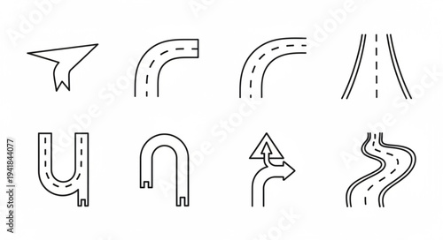 Road and Navigation Icons - A Collection of Route Symbols.