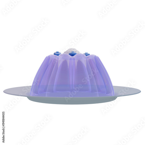 Purple jelly in bowls on a transparent background. 3D illustration.