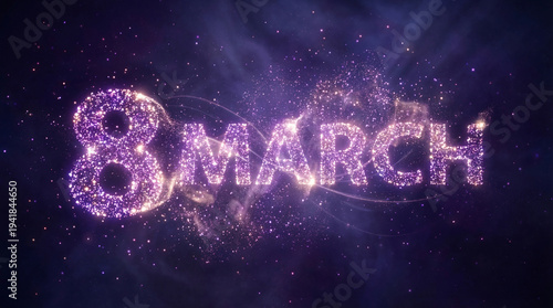 March 8 Sparkly Glitter Date Background