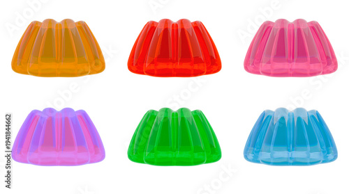 Colorful Jelly Pudding Set Isolated on White Background