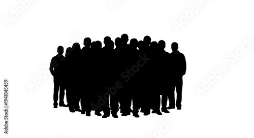 Silhouette of a Crowd - A Unified Mass of People in Shadow.