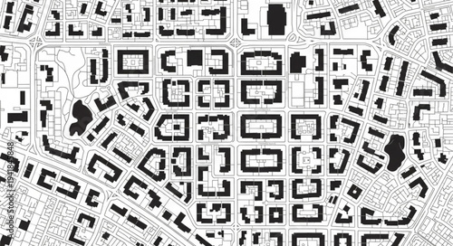 Urban Planning Layout - Detailed Architectural Blueprint of a City.