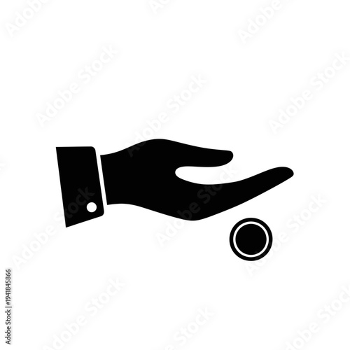 Hand offering coin for donation or investment.