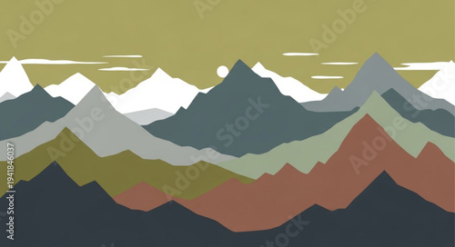 Abstract Mountain Range Illustration with Varied Colors.