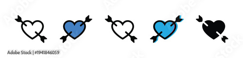 Heart pierced by arrow icon set cupid arrow love symbol valentine day romantic feeling digital art sign