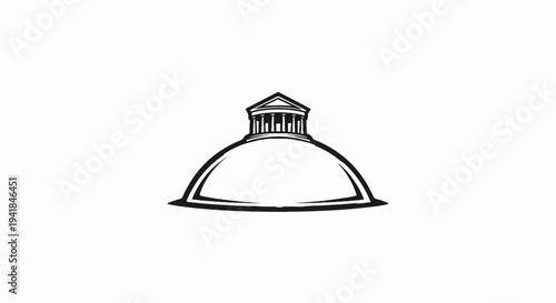 Stylized outline of a domed structure with classical columns