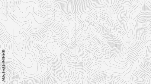 Topographic Map Background with Black Contour Lines and Grid Pattern, Minimalist Elevation Map Design for Outdoor, Travel, Geography and Engineering Projects