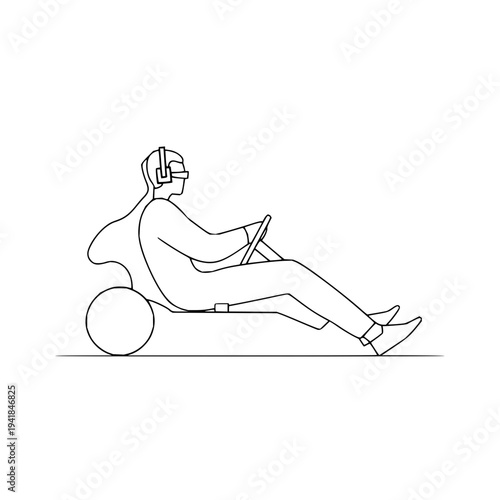 Man Riding Monowheel with Headphones