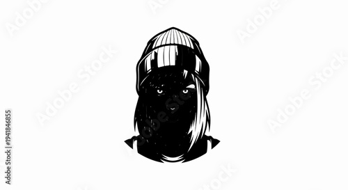 Stylized portrait of a person wearing a beanie and looking forward