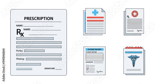 Medical Documents and Prescription Forms: Healthcare Paperwork.