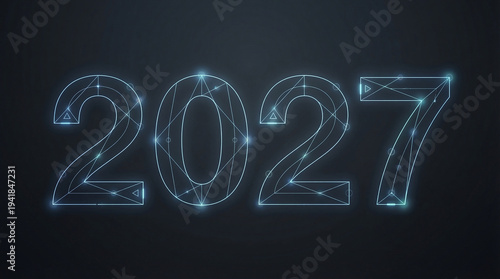 2027 Glowing Neon Digital Year