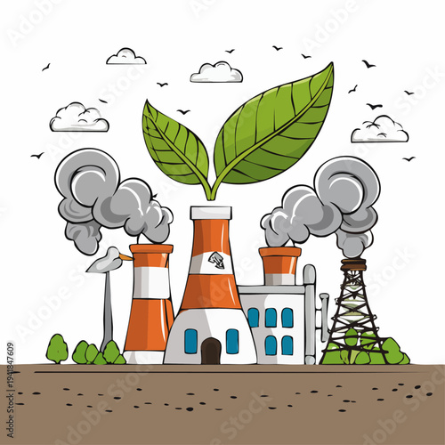 Industrial Factory with Green Elements.