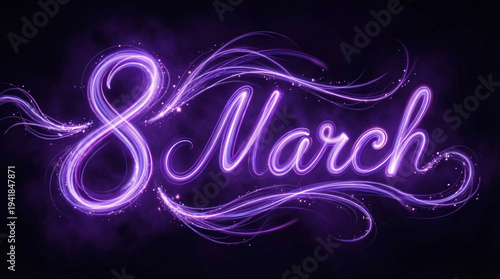 International Women's Day 8 March Purple Neon Sign