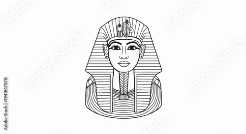 Stylized Egyptian pharaoh's headdress with face and regal adornments