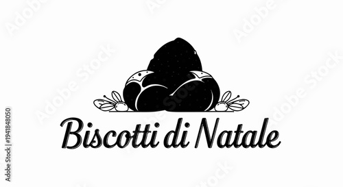 Stylized Christmas cookies with decorative floral elements and text