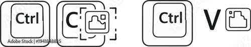 Stylized computer keyboard icons represent the 'Ctrl C' copy and 'Ctrl V' paste functions