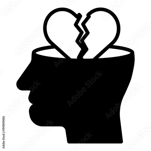 heartbreak glyph icon vector illustration isolated on white background