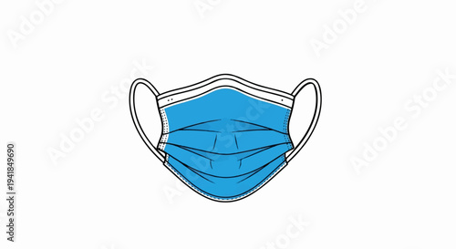 Simple illustration of a blue pleated face mask with ear loops
