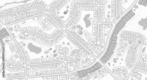 Detailed Black and White City Plan Depicting Urban Infrastructure.