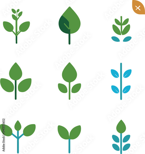 Plant growth icon set, minimal agriculture sprout symbol collection, clean simple vector icons 1