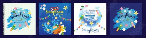 Songkran festivalvector design. Thai New Year Holidays, Kids enjoy water festival.